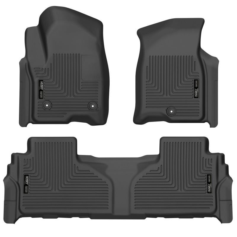 GMC Yukon XL Floor Liners - Front + Rear - Husky Liners - WeatherBeater - Black - `21-`23